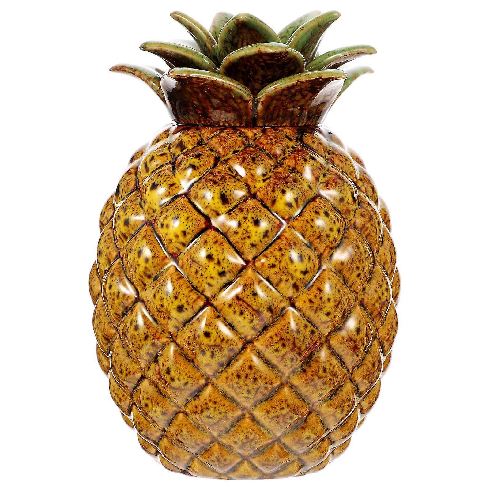 Tea Storage Jar Ceramic Candy Tea Container Sealed Pineapple Shaped Tea Holder with Lid