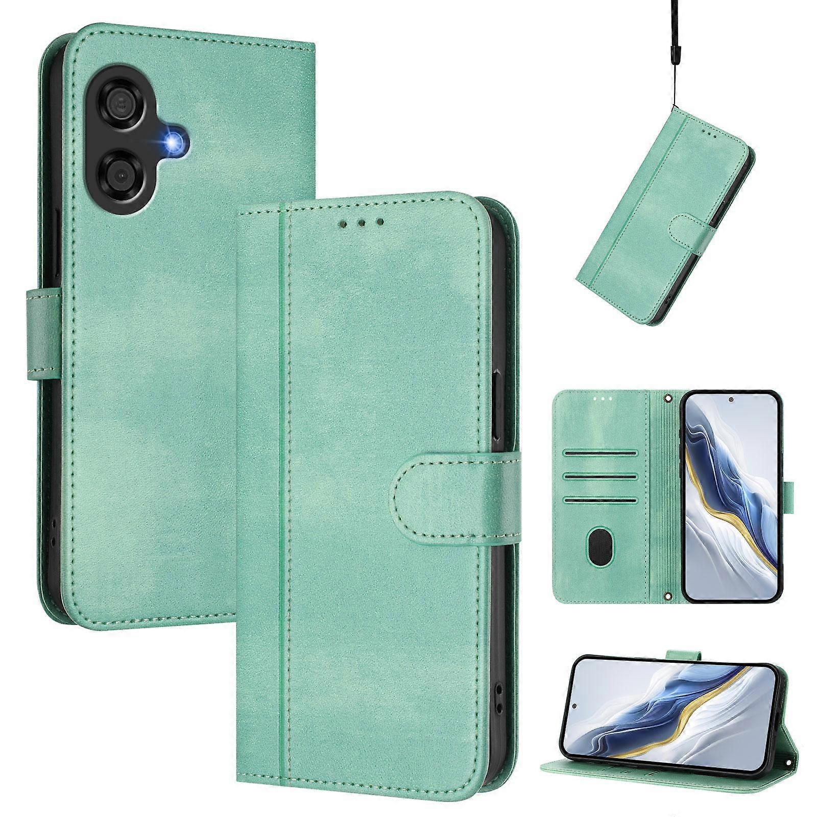 Line Splicing Buckle Retro Leather Phone Case