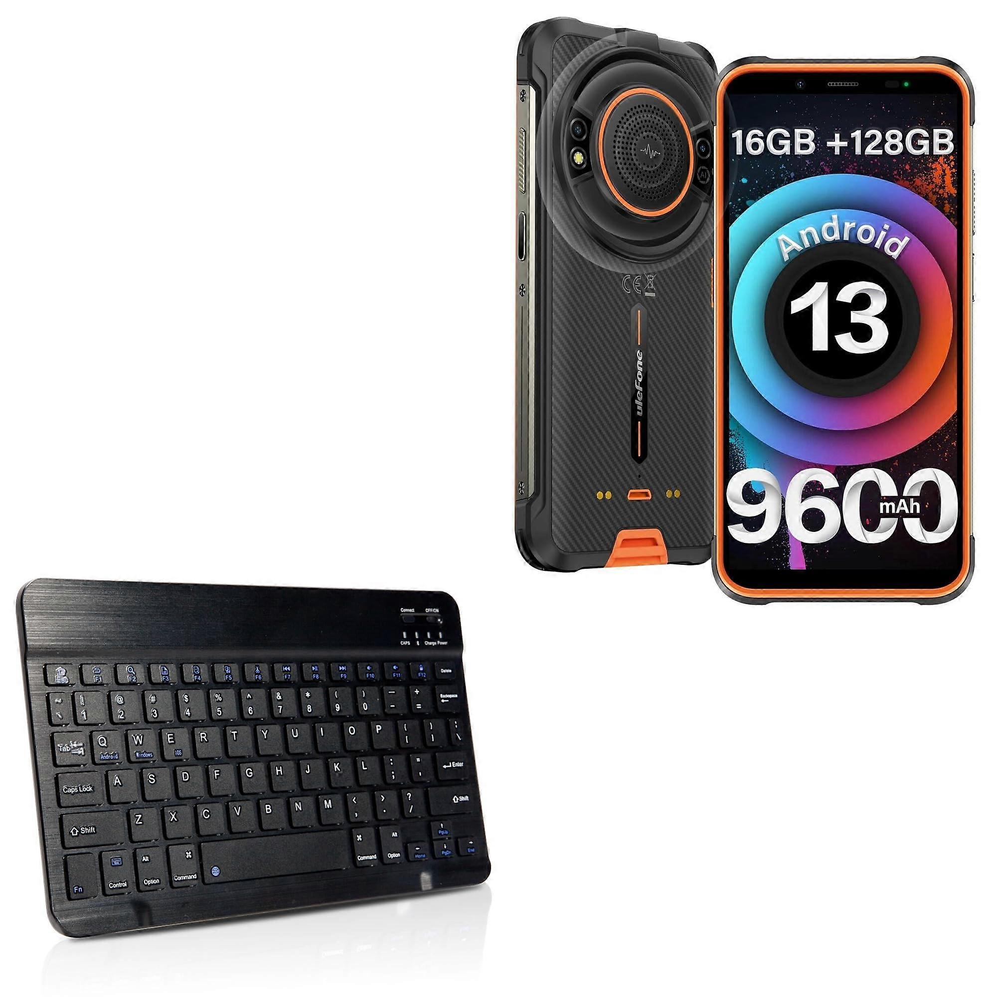 Keyboard Compatible with Ulefone Power Armor 16S - SlimKeys Bluetooth Keyboard, Thin with Chiclet-Style Keys - Jet Black