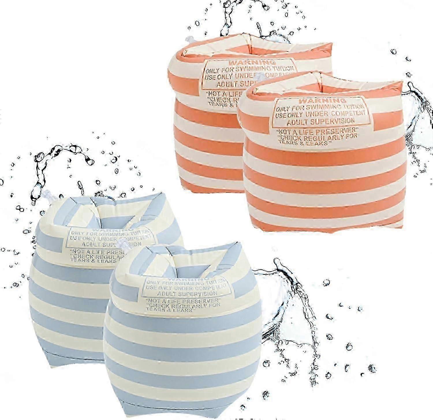 4 stk oppblåsbart svømmearmbånd, flytermer svømmearmringer