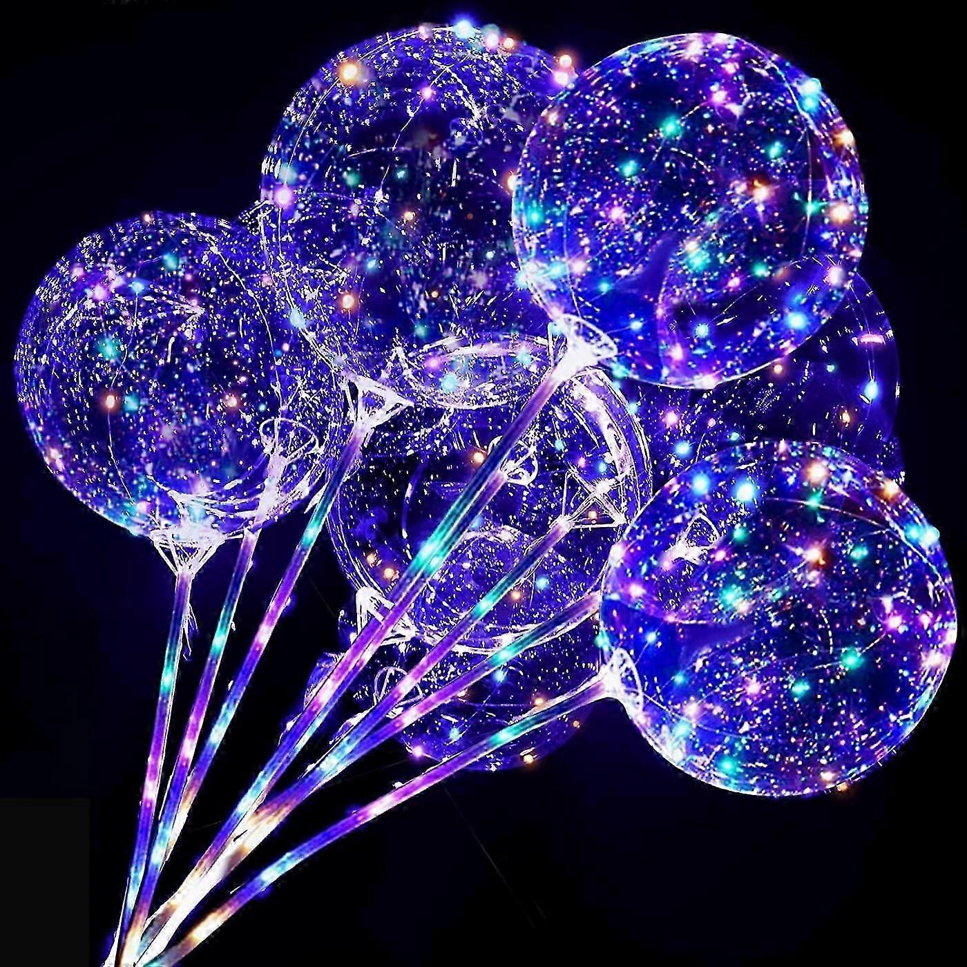 12Pack Reusable LED Balloons, Clear Light Up Balloons with Sticks + Air Pump, Helium Balloons Glow in the Dark Balloons, Colorful Party Balloon Sets f