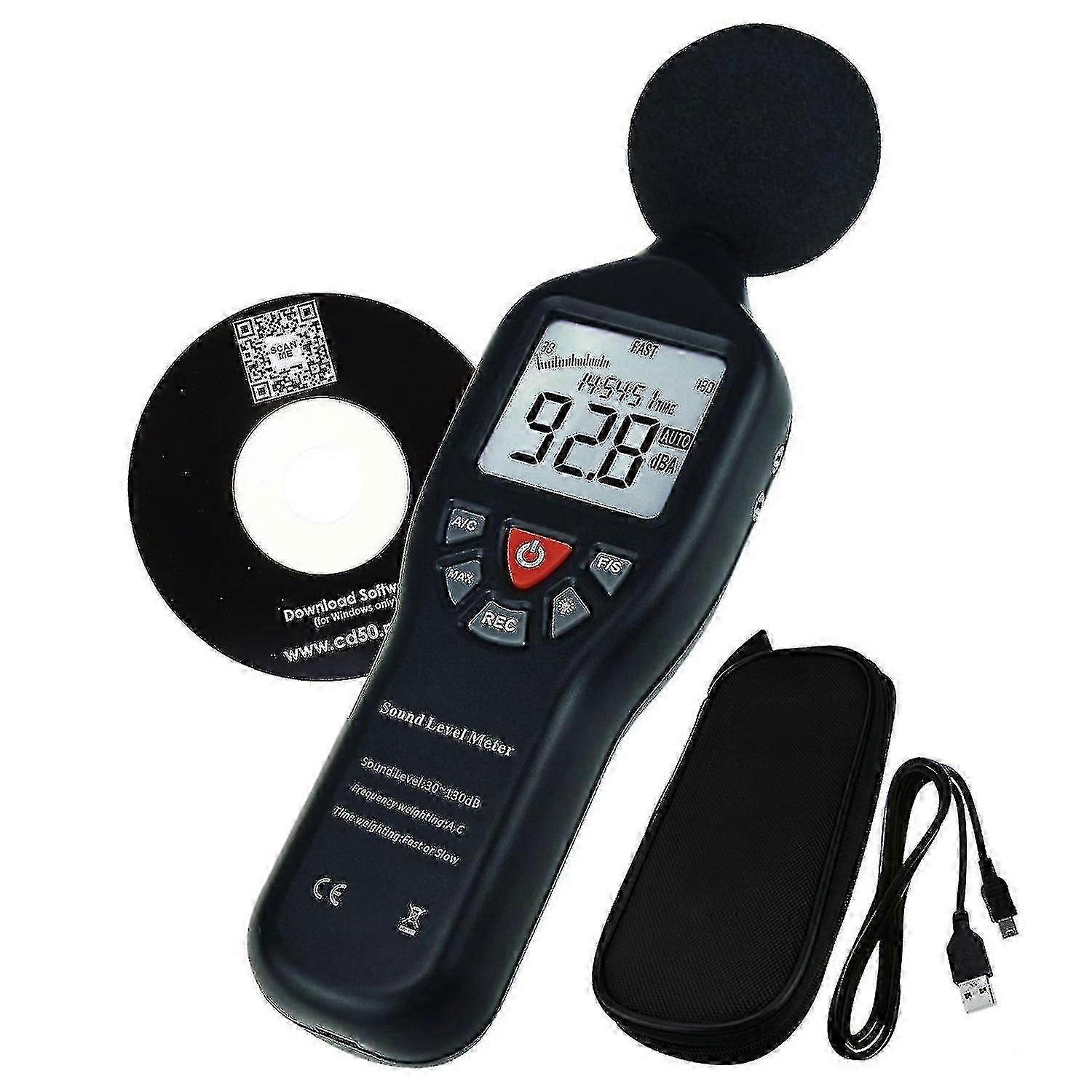 Schallpegelmesser mit Datensatzfunktion Hohe Messgenauigkeit 30dB-130dB mit hintergrundbeleuchtetem Display