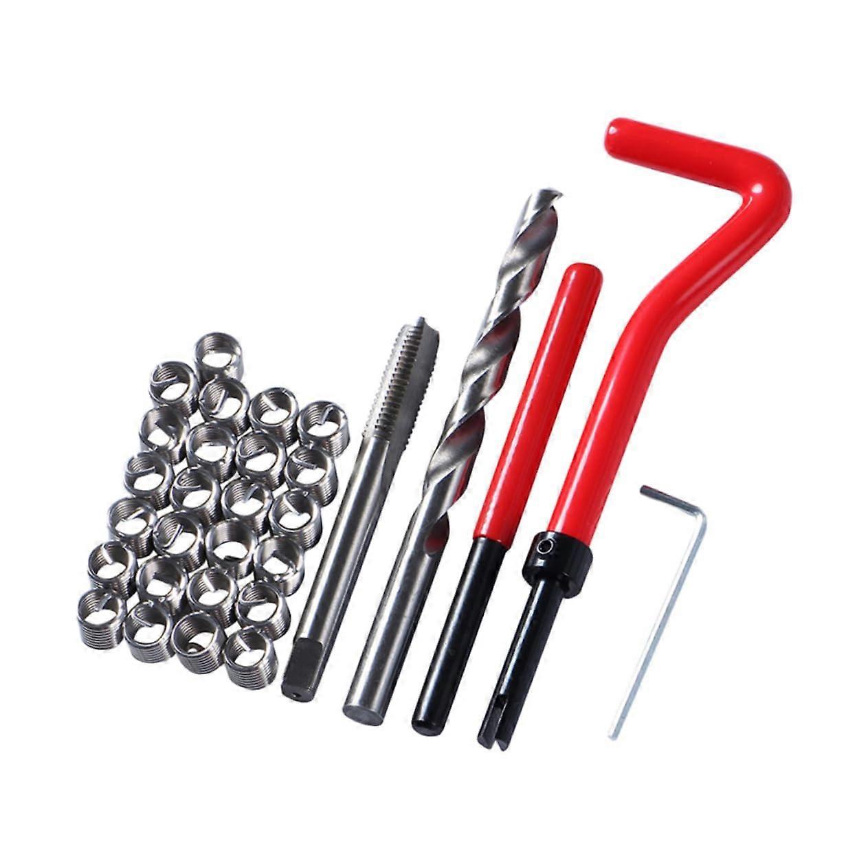 30Pcs Metric Thread Repair Kit Complete Tool for Restoring Damaged Threads Cast Includes Inserts Drill Bits Taps