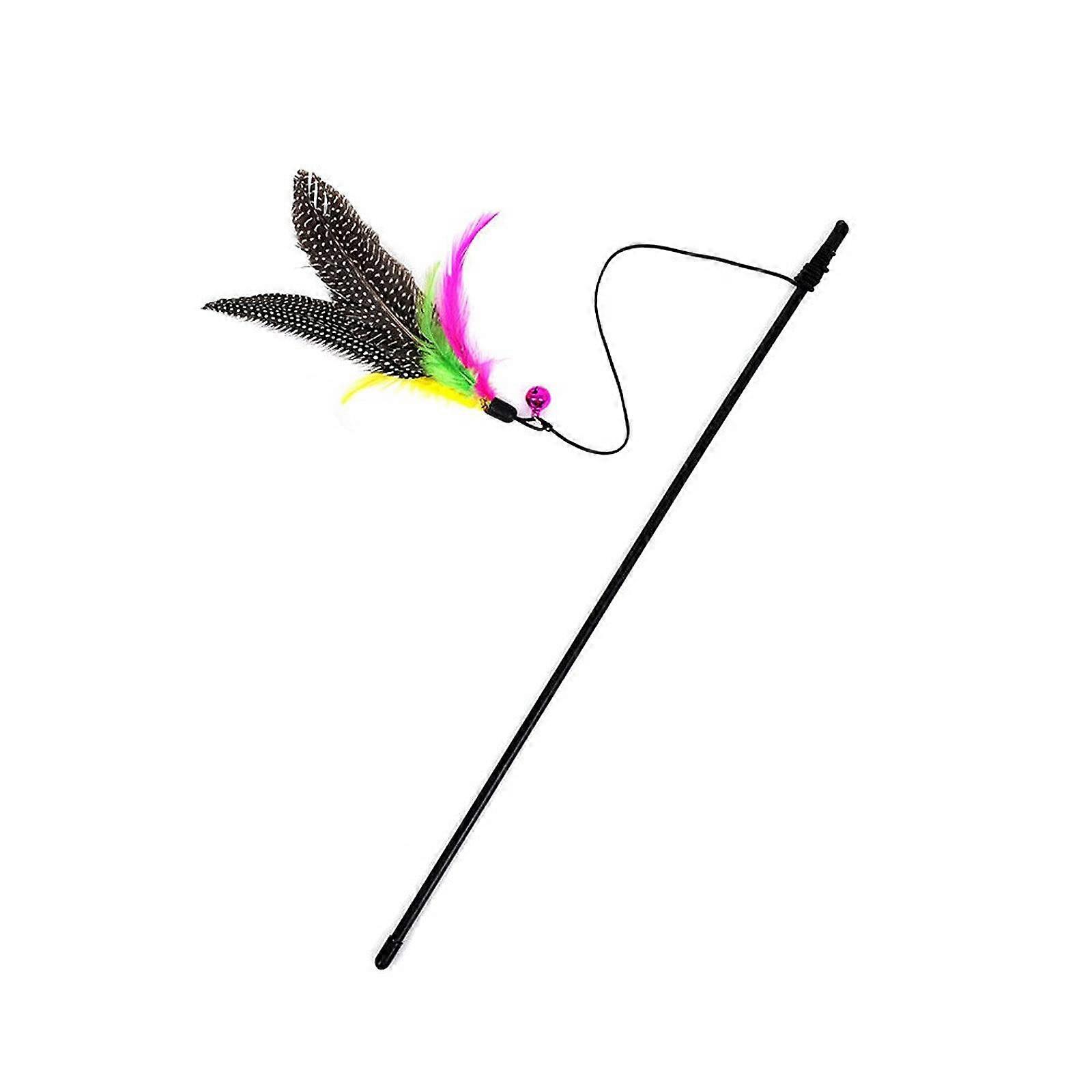 Cat Feather Toys Fishing Rod Kitten Cat Pet Toy Stick Teaser Rainbow Streamer Interactive Cat Wand For Cats