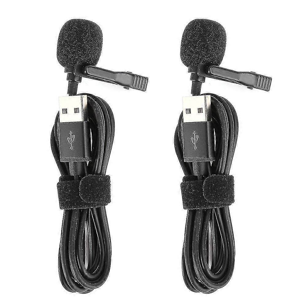 2Pcs Mini USB Microphone Compact Professional Wired Lapel Collar Clip for Interview