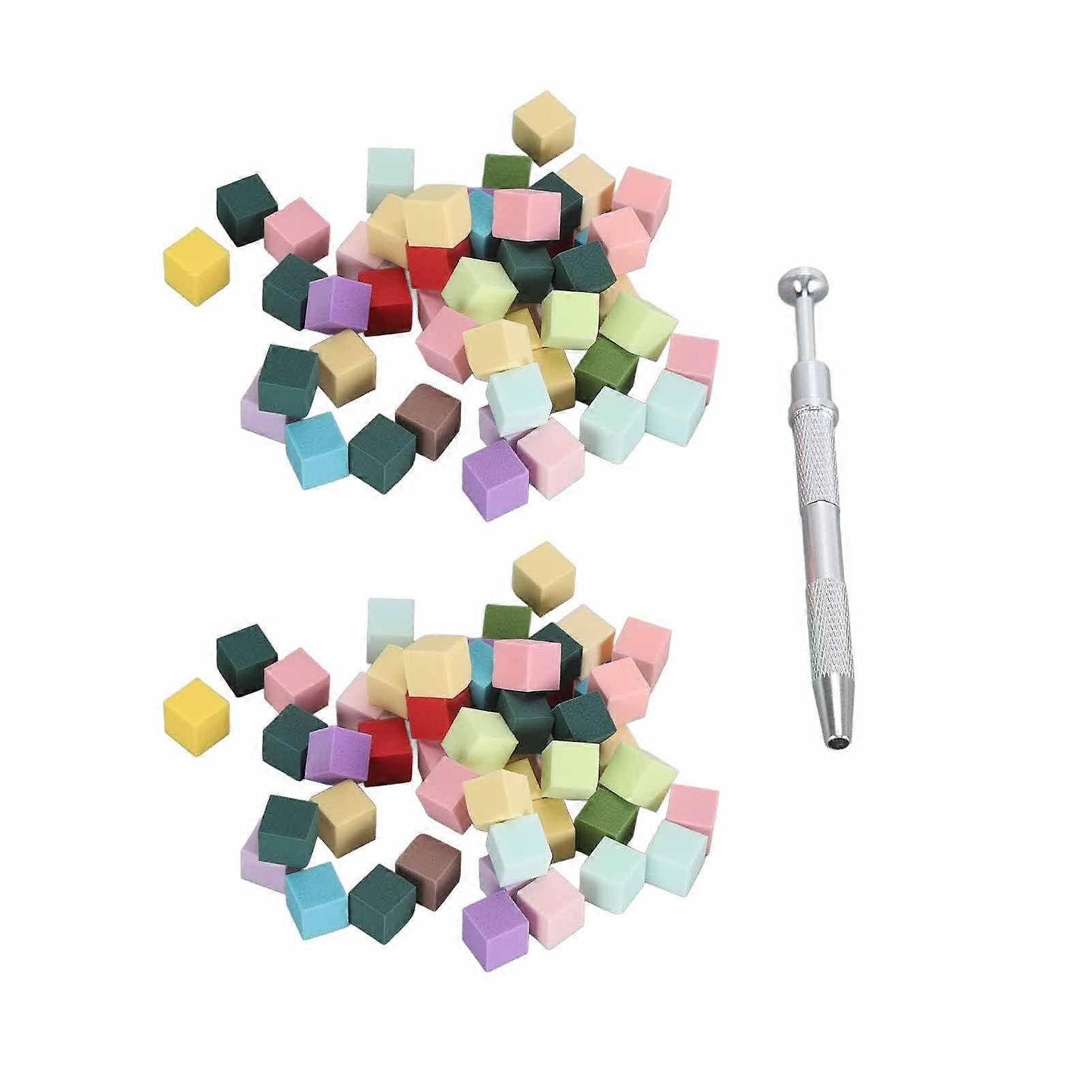 100pcs Manicure Soft Sponge Multi-function Portable Mini Nail Block Buffer Polishing File Tofu Block with Clip for Manicure