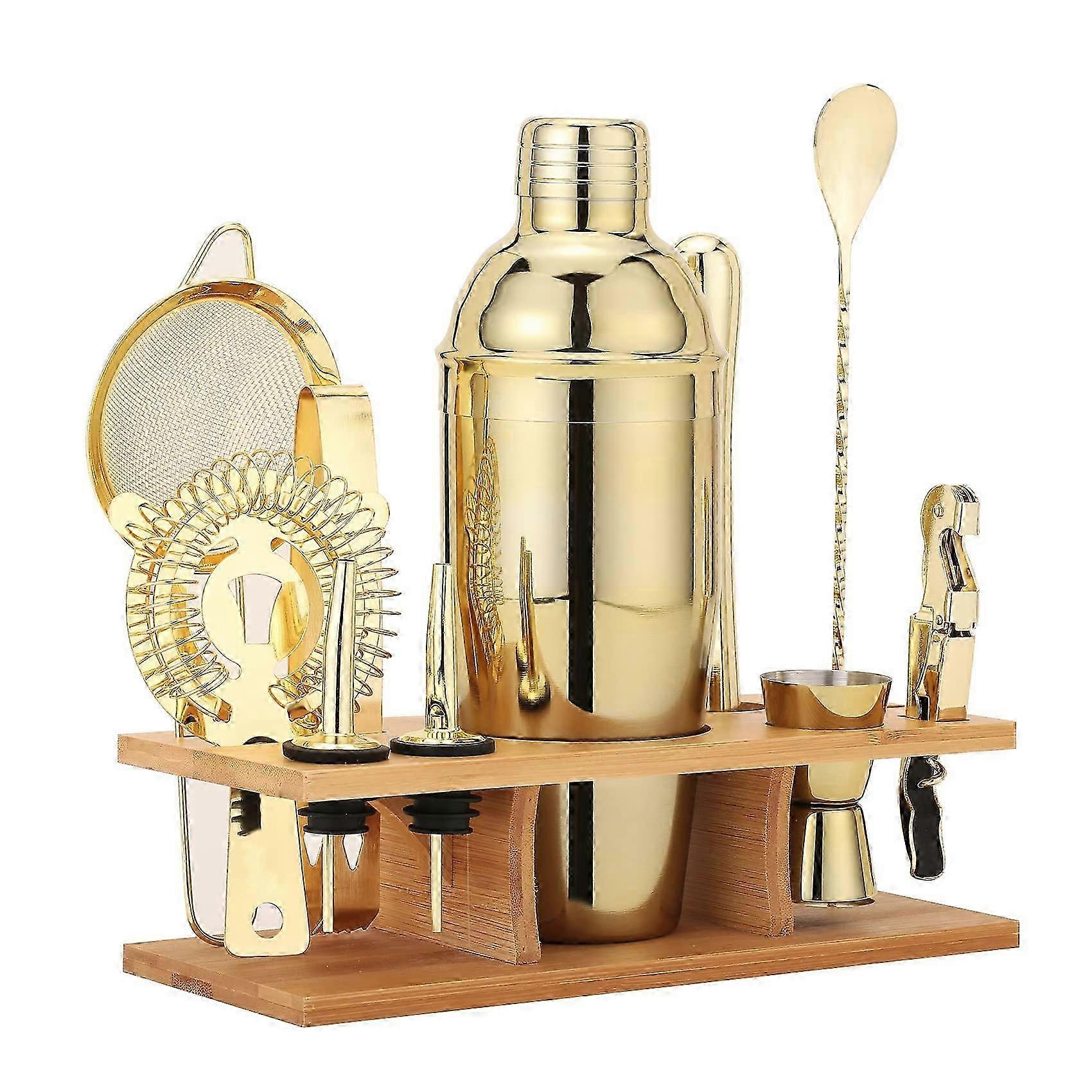 Shakers bartending 11pcs gold cocktail shaker set with 25oz mixer muddler bar spoon and more for home and pros Edition 1