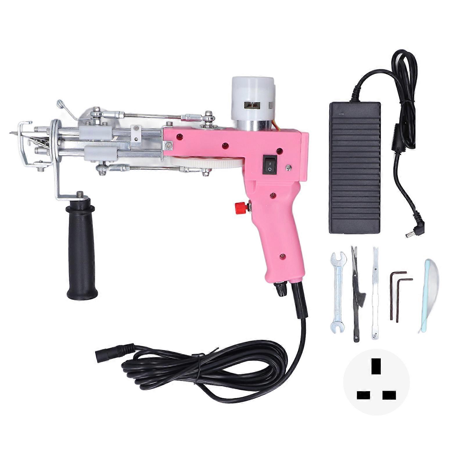 2 in 1 Rug Tufting DIY Hand Crafted Adjustable Speed Flexibility Electric Carpet Gun Machine 100‑240V Pink