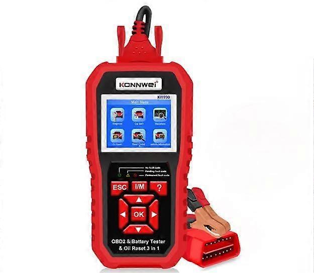 KONNWEI KW890 Car Scanner, Battery Tester, Special Oil Reset Function, OBD-II Diagnostics, Multi-Brand Compatibility