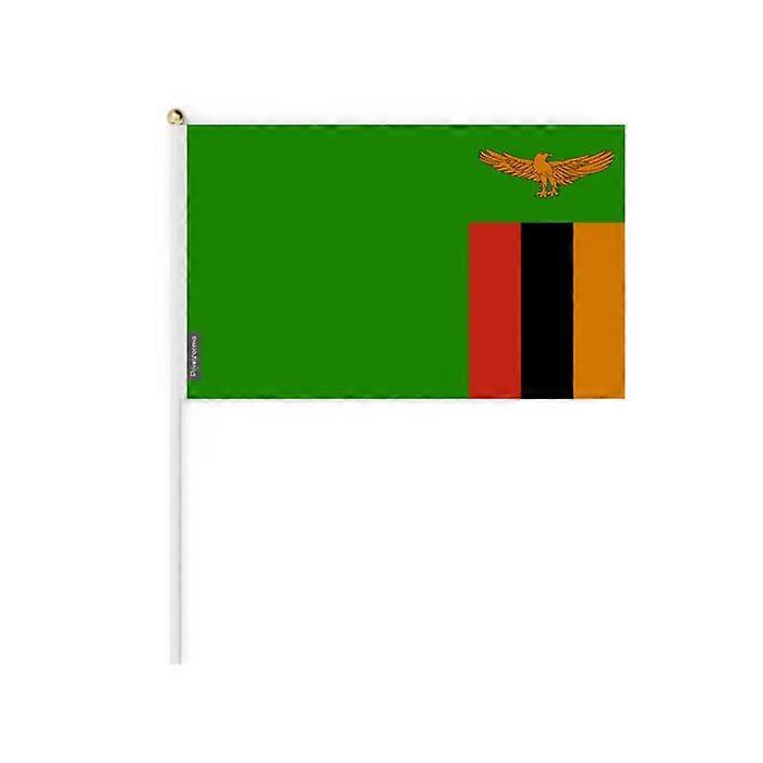 Mini Flag - Zambia - 14 x 21 cm - Polyester - Pack of 100 - Lightweight and sturdy