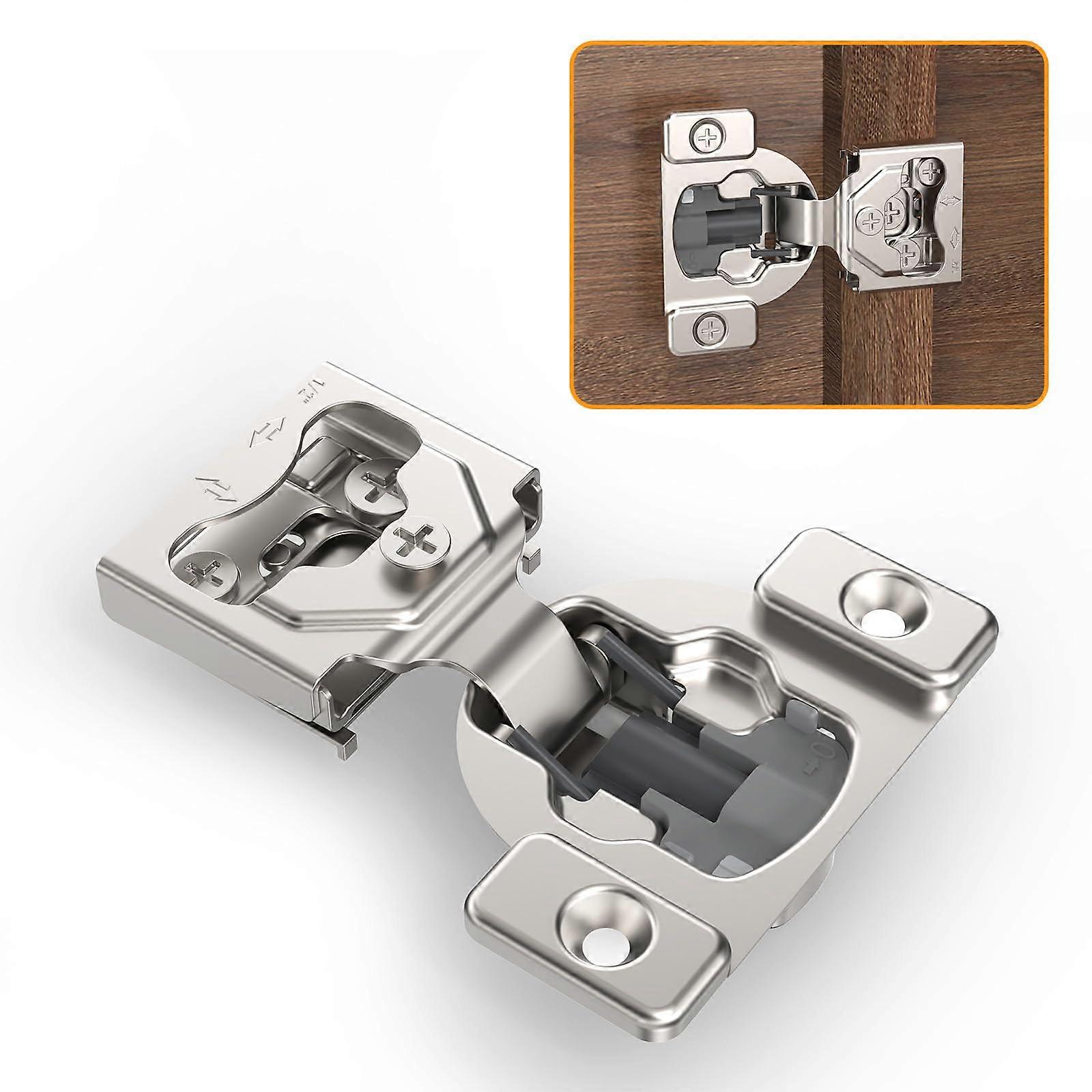 10 Pack 1/2' 4D Concealed Hinges for Frame Face Door, Soft Close On/Off Switch
