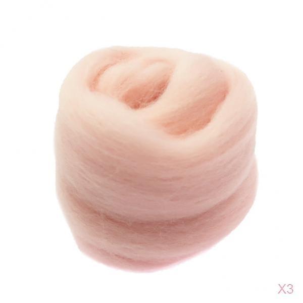 3 Packs Handmade Soft Wool Roving for Needle Felting Hand Craft 10g