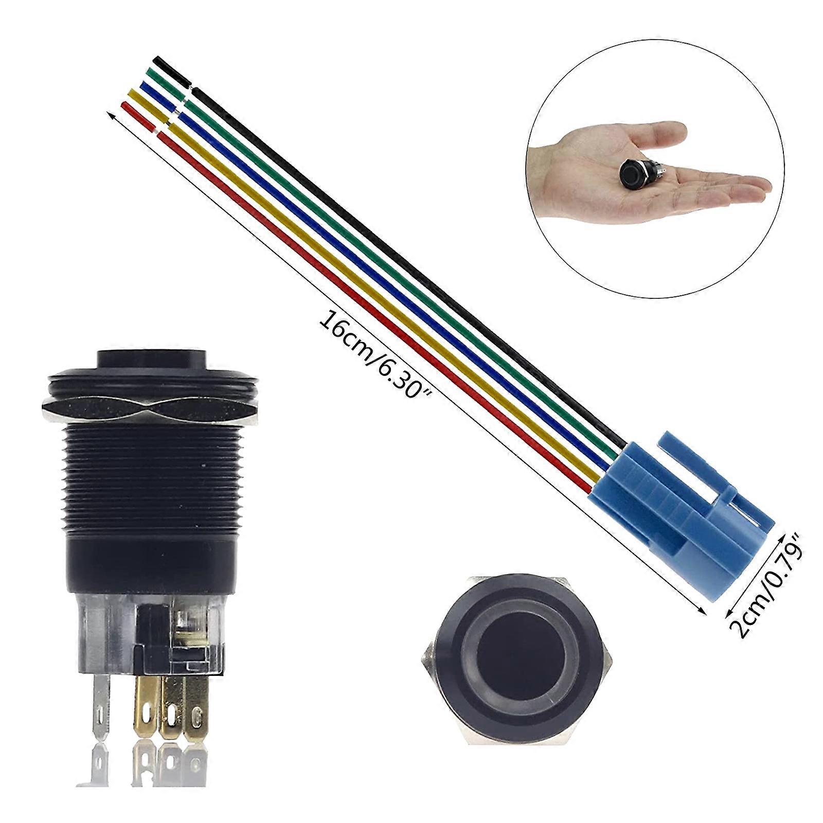 16mm 19mm 22mm 25mm Waterproof Metal Push Button Switch Power Button Flat Symbol LED Light Self-lock Cable Socket