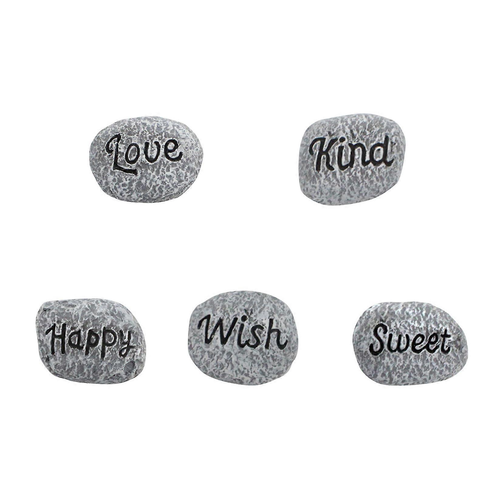 5-Piece Gray Resin Stone Garden Decoration Set for Micro Landscape Creation, Durable Outdoor Decor
