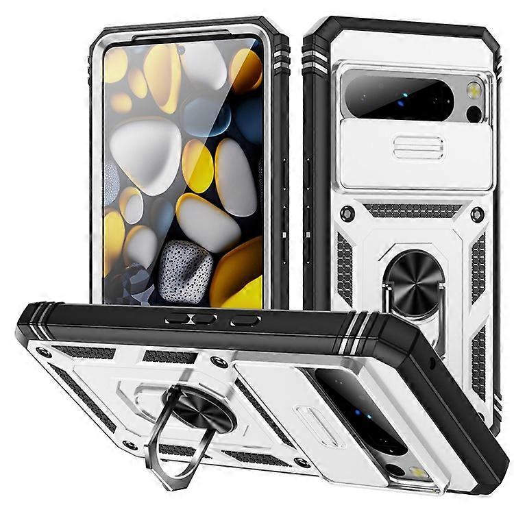 Compatible For Google Pixel 8 Pro Case Camshield Ring Holder Kickstand TPU+PC Phone Cover