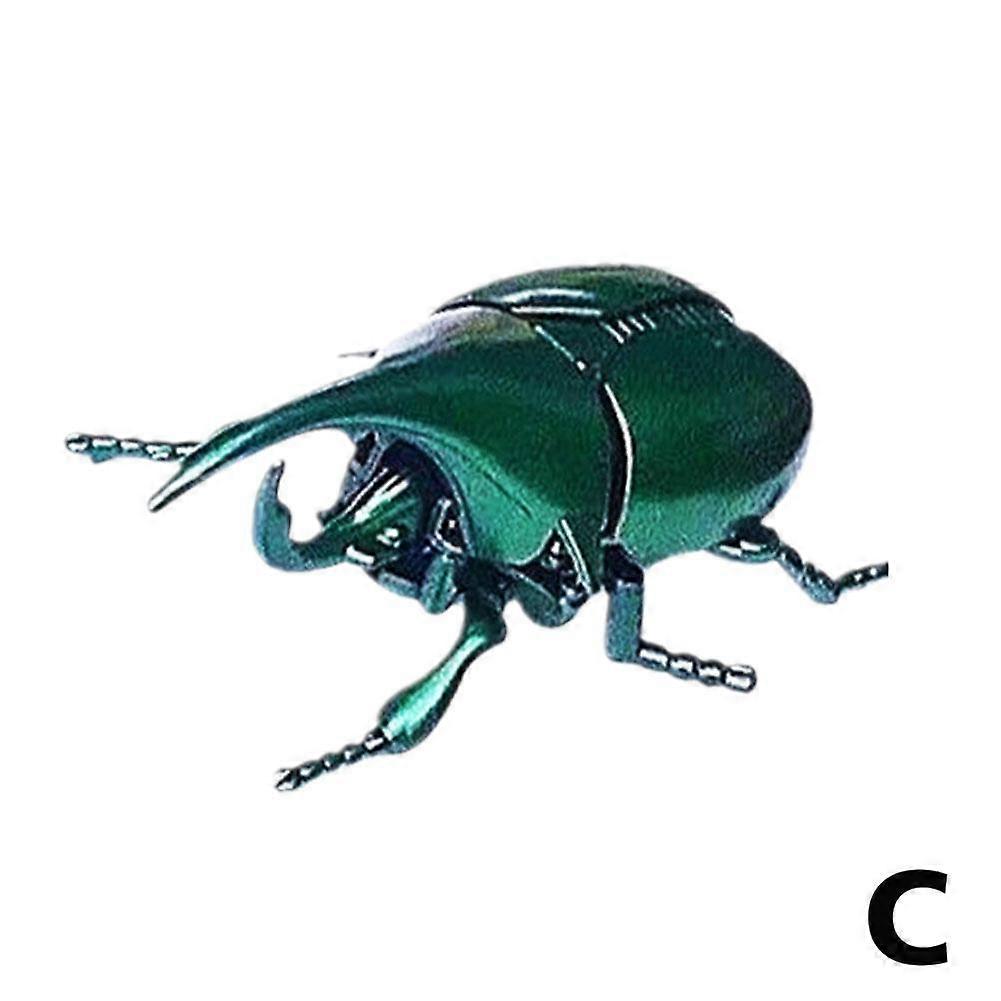 Green beetle (31g) (C)$Creative clockwork winding simulation fighting beetle rhinoceros beetle insect model children's observation educational toy