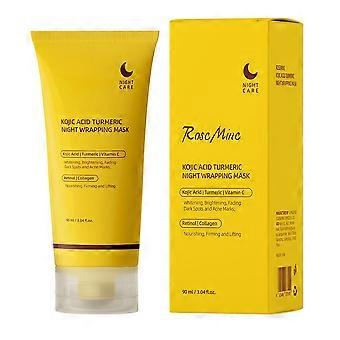 Kollagen Mask, Gurkmeja Kojic Acid Collagen Night Mask, Mild rengöring, Fuktgivande, Närande, Glödande Hudfasthet Lämplig för alla hudtyper