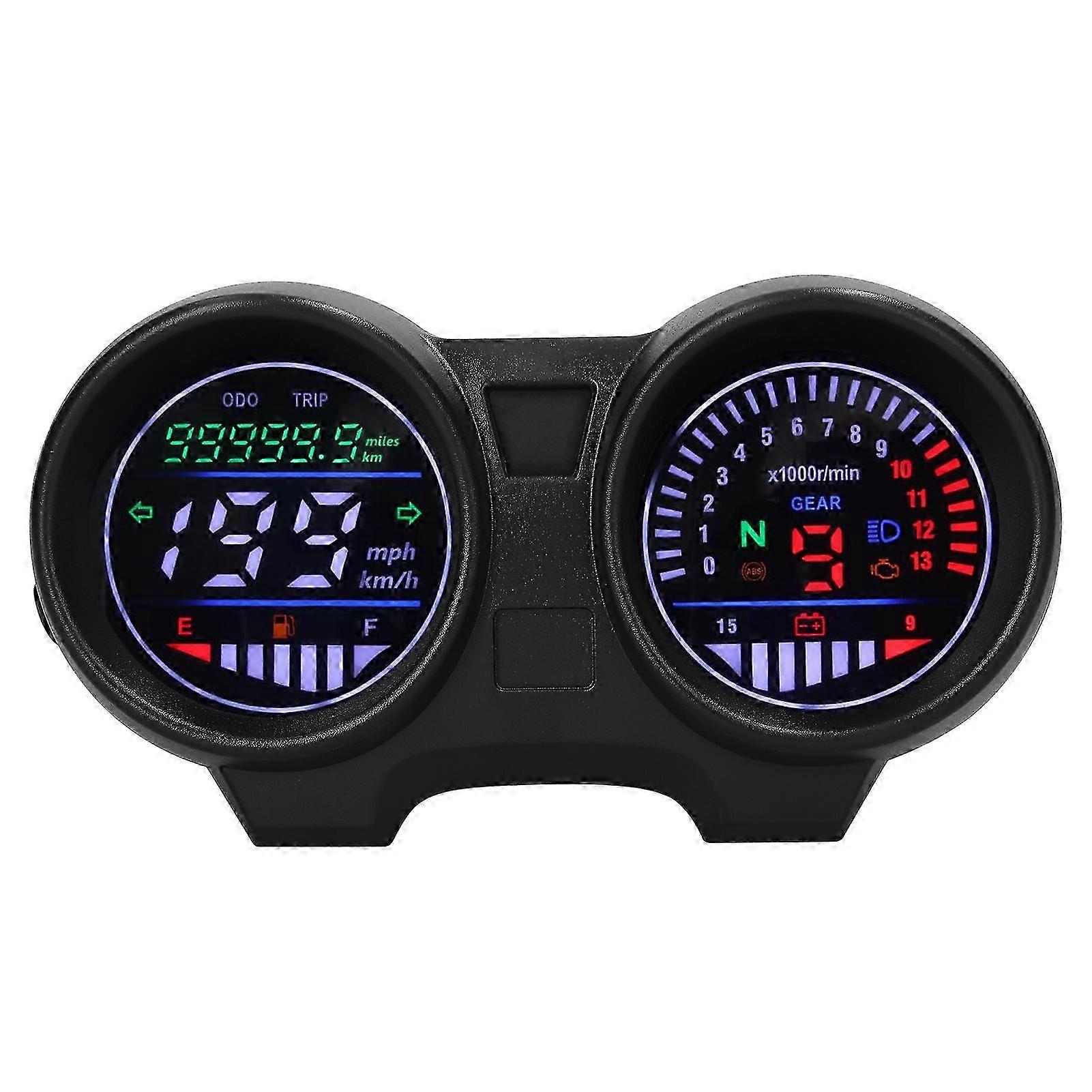 LED Motorcycle Speedometer Odometer 13000RPM 199KM/H with Gear Display & Alarm