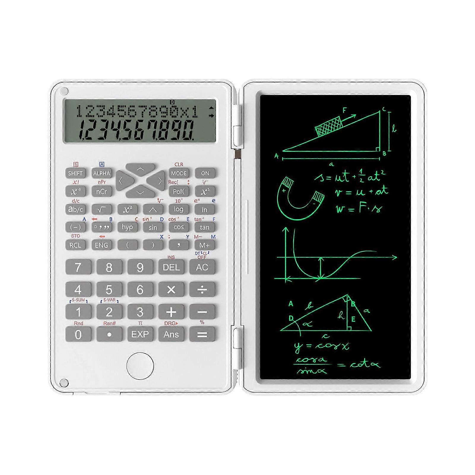Scientific Function Calculator for Students, LCD Writing Tablet, 12 Digits 2 Line Display, Multifunctional Engineering Science Calc, Compatible with