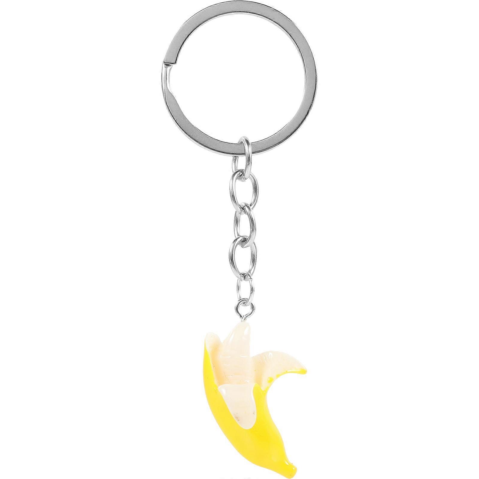 Funny Banana Keychain, Realistic Fruit Design, Durable Resin Key Ring for Parties & Daily Use – Unique for Friends