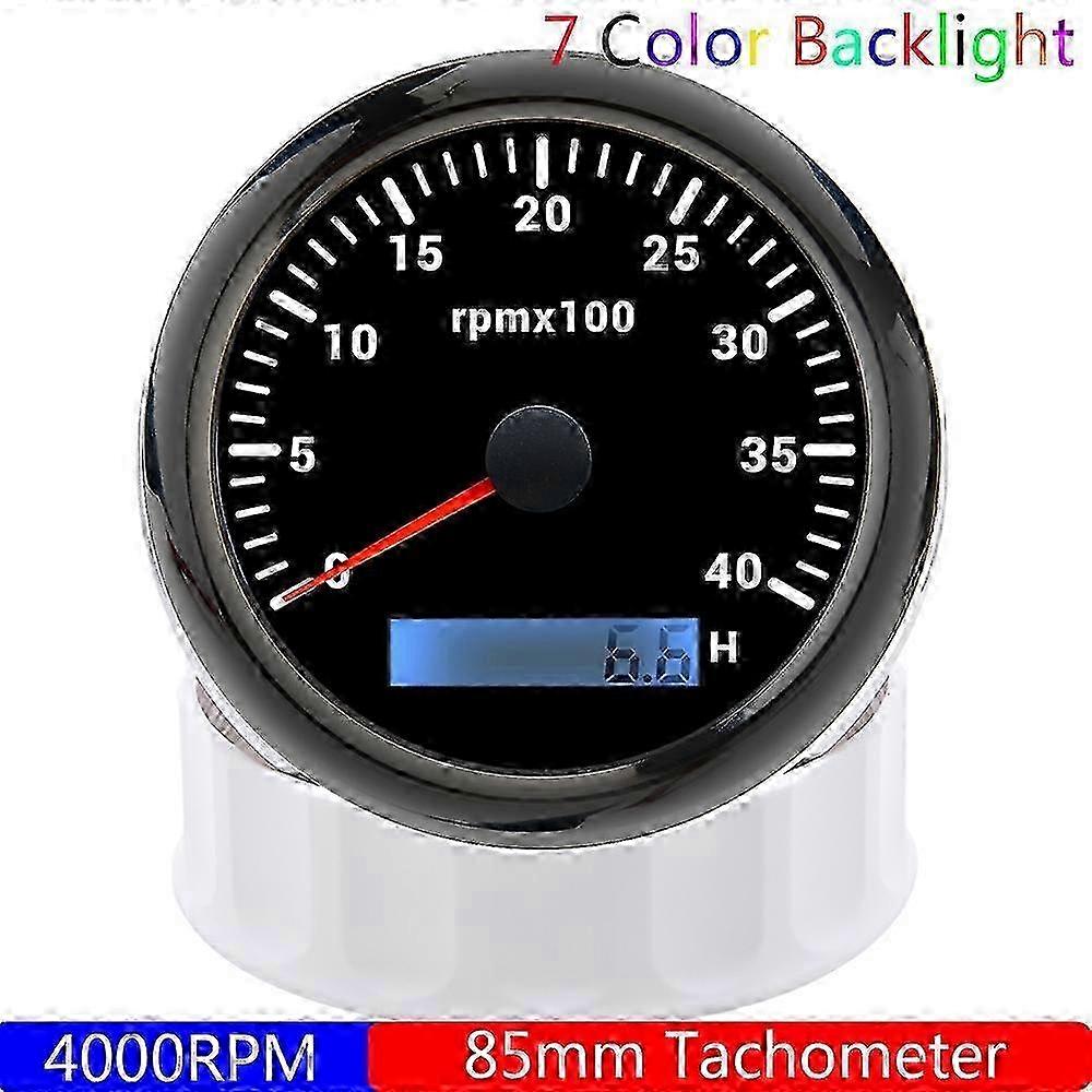 2025 Digital RPM Gauge for 85mm Diesel Engines with Tachometer Hourmeter and 7-Color Backlight Compatible with 12V/24V Systems