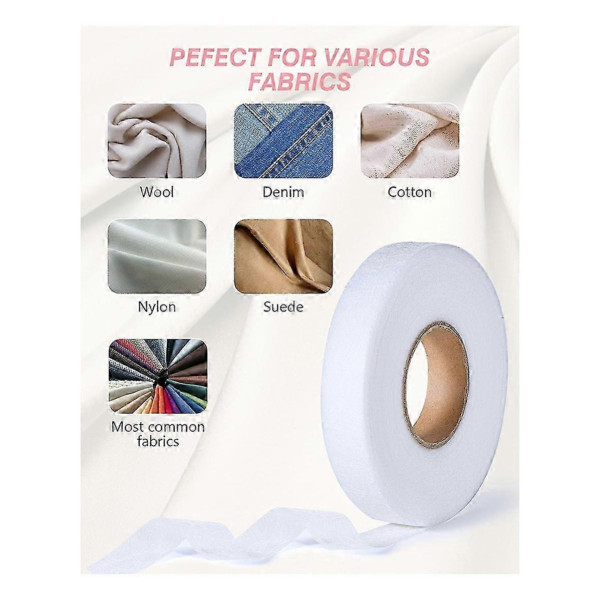 شريط تنحنح - 3/4 بوصة × 70 ياردة - بدون خياطة قماش مكواة لاصق مع مقص وشريط MeasuWhite SZRH