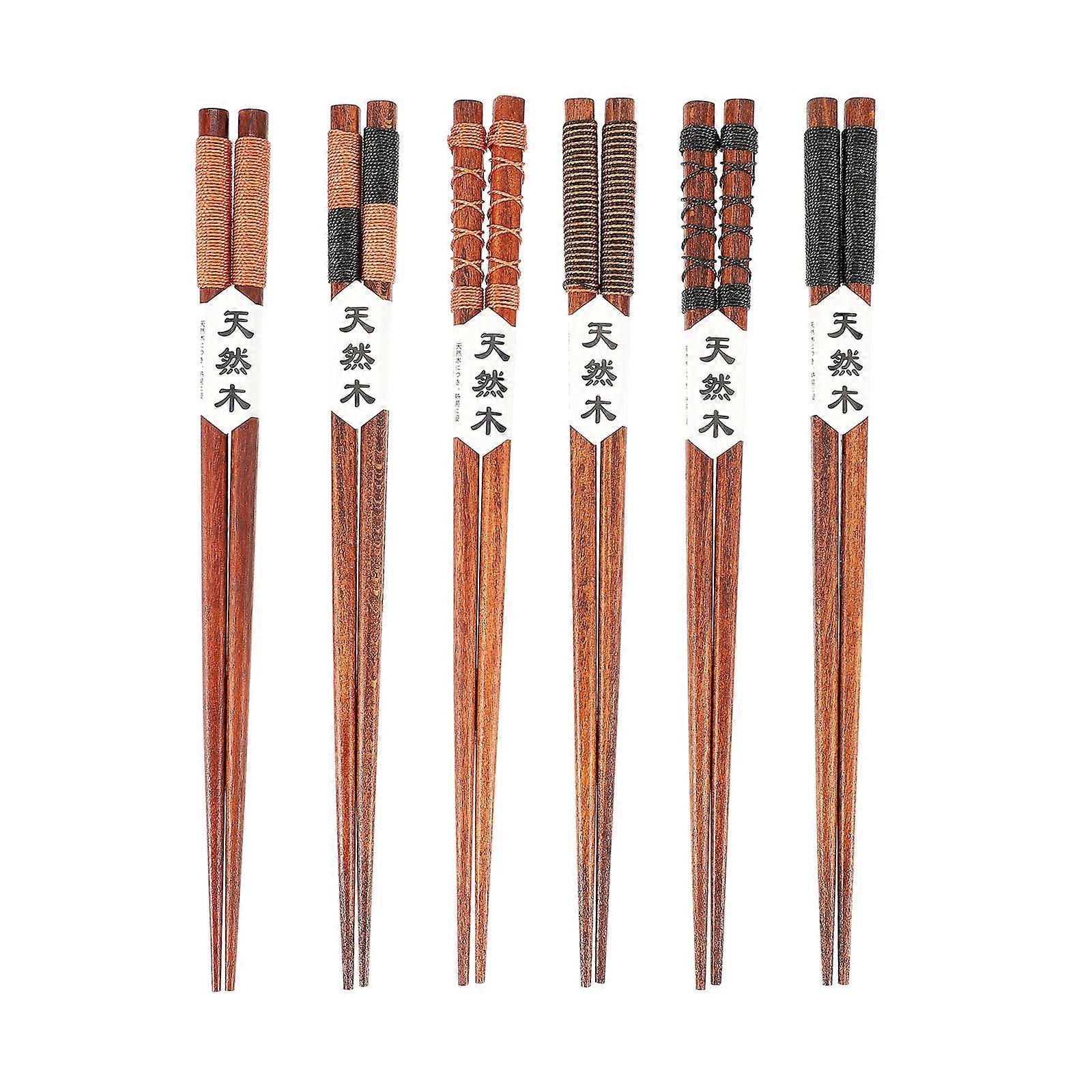 1 Set 6 Pairs Long Wooden Chopsticks for Hot Pot Practical and