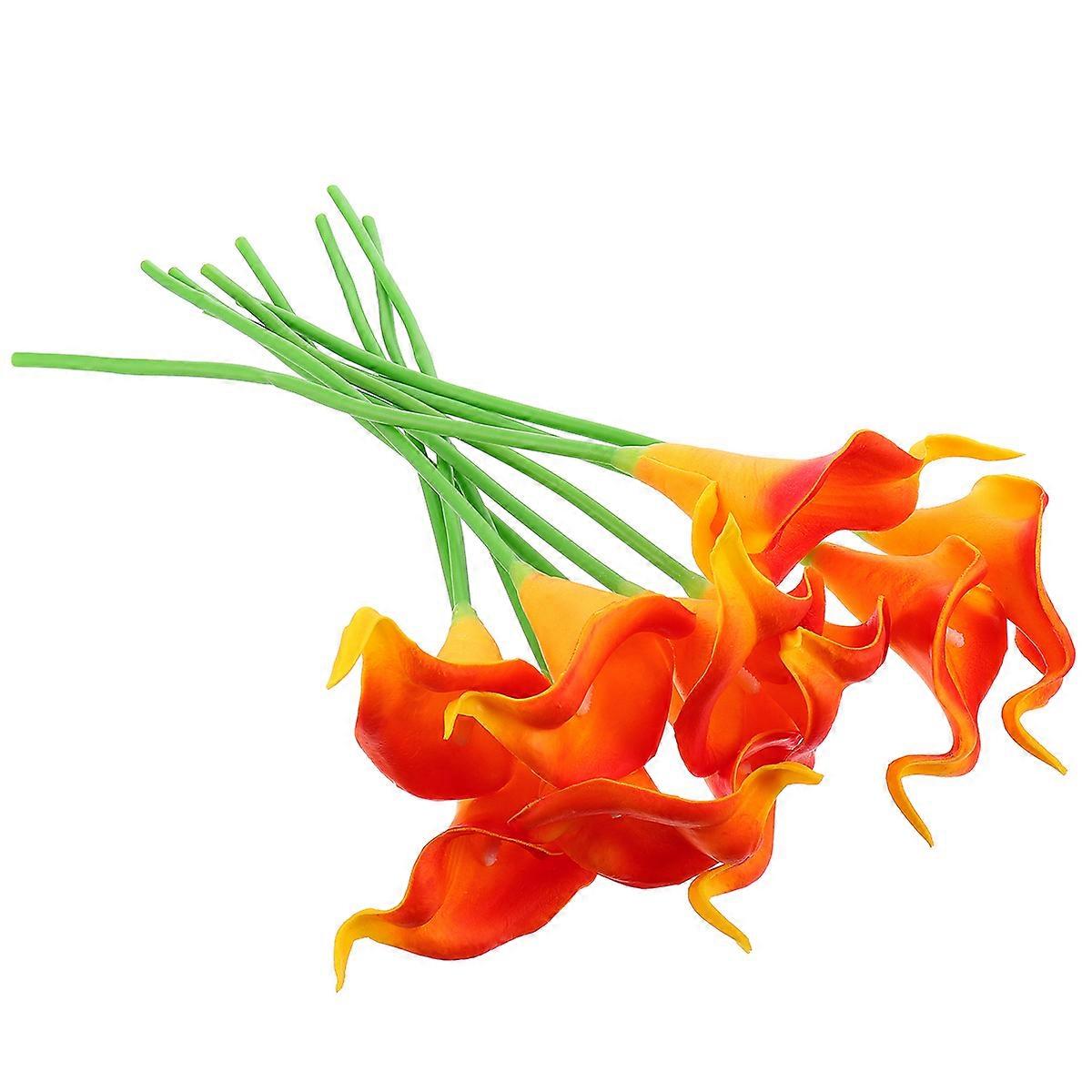 Artificial Flower Faux Lily Flowers Simulation Flower Event Planners Coffee Table Windowsill Balcony 31x9x6cm Iron Wire Decoration 10Pcs