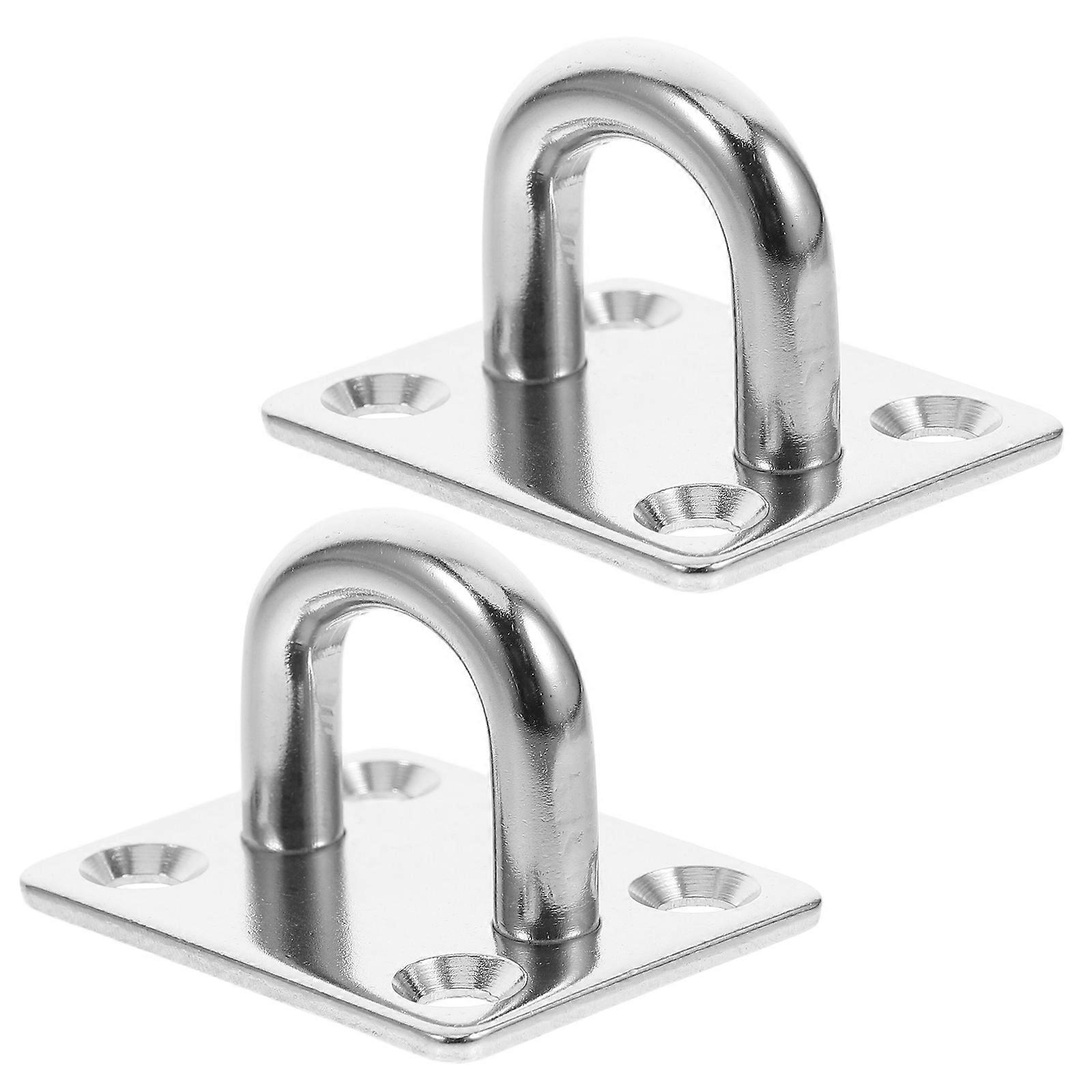2pcs Heavy Duty Stainless Steel Ceiling Hooks for Hanging Objects – Wall Mount Loop Hooks for Shelves, Shades, and Masts