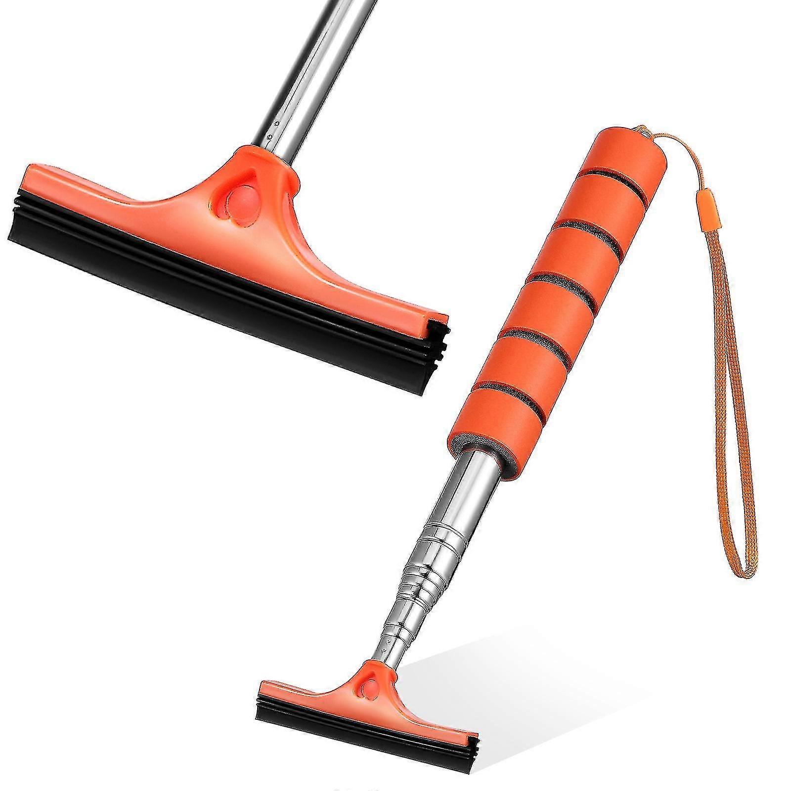 Car Window Windshield Squeegee with Brush for Rear View Mirror Cleaning, Durable Auto Glass Scraper Tool