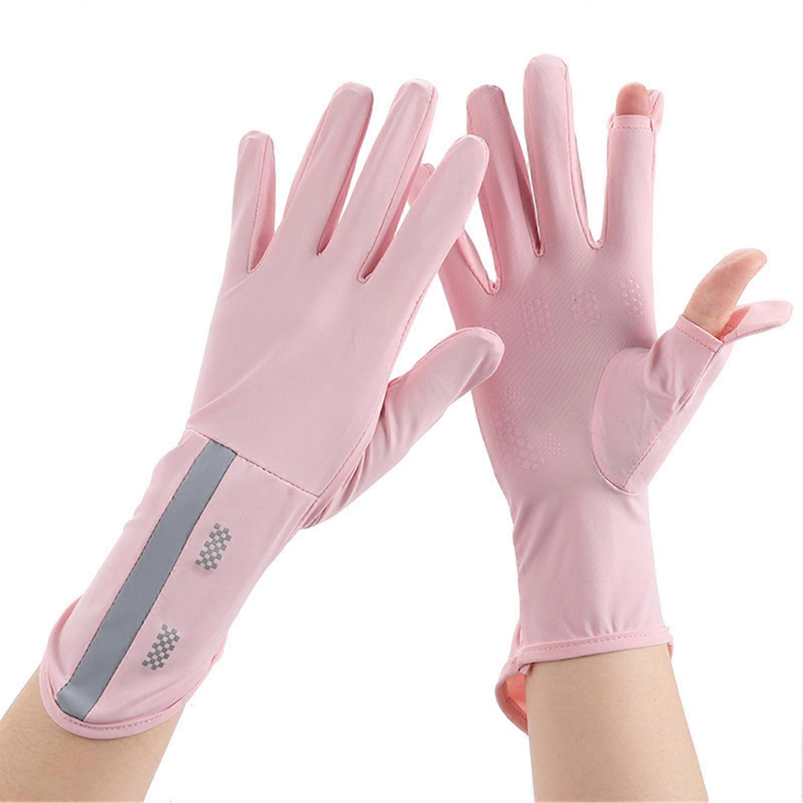 Women's Sunscreen Gloves, Anti-Slip Sunscreen Gloves, UV Protection, Driving Gloves, Summer Outdoor Gloves for Women and Girls, Pink