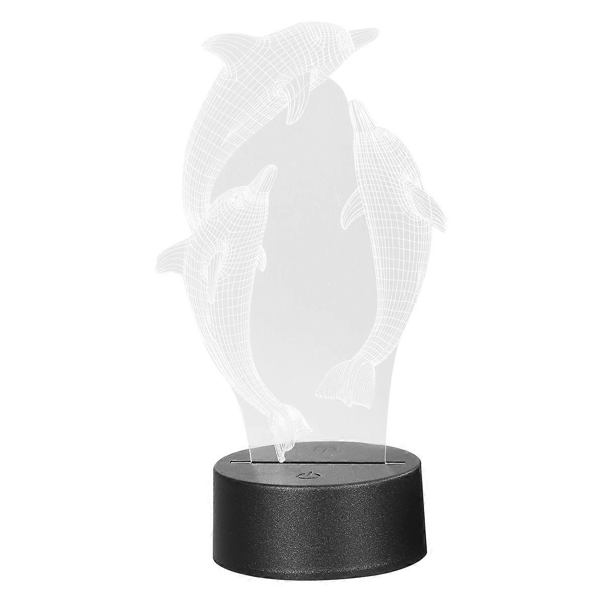 Small Lamp 3D Colorful Dolphin Base Touch Night Lamp For Playroom And Office 1Pack