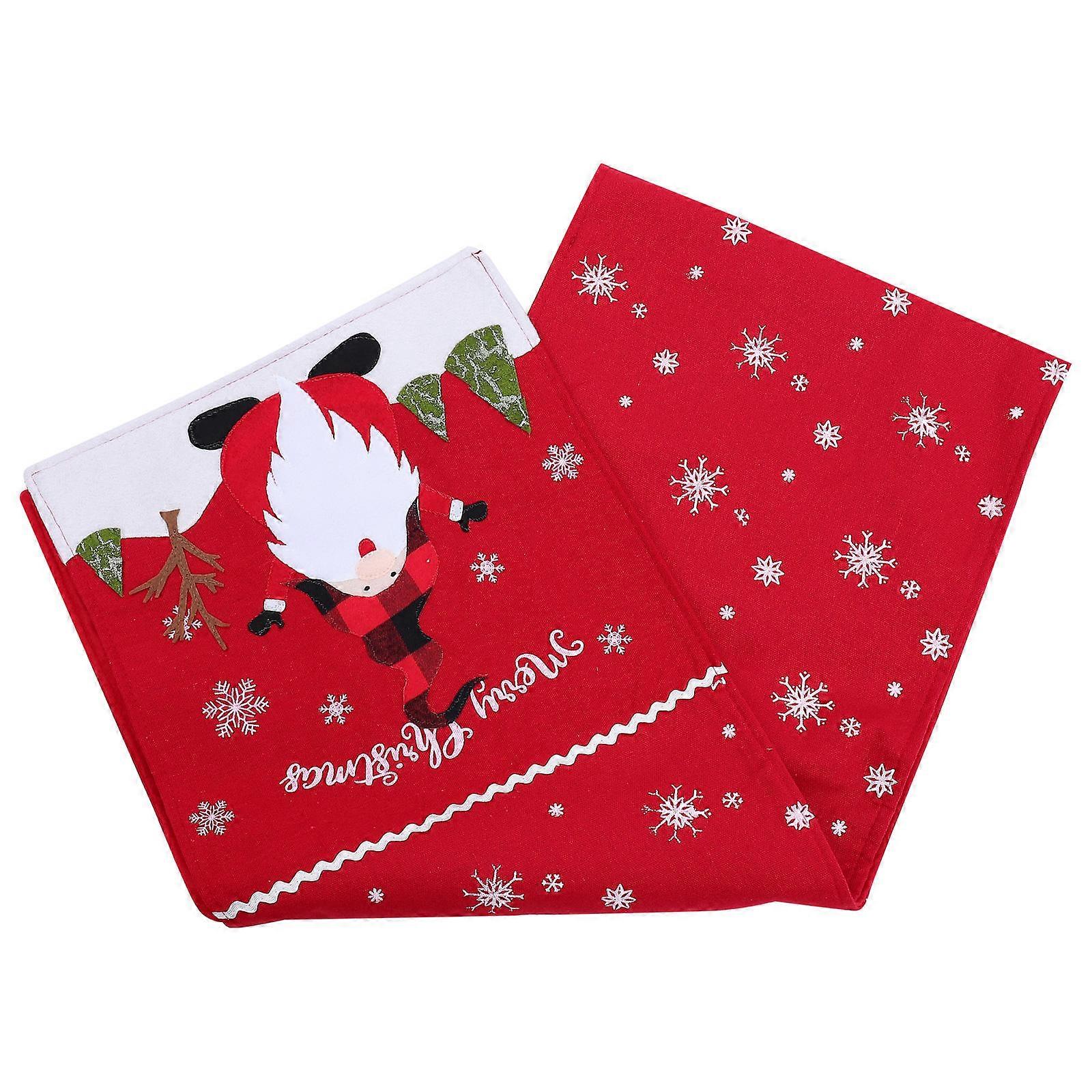 Festive Table Cloth Red Short Plush Tablecloth For Dining Room Use 180x33cm Table Decoration 1Pc