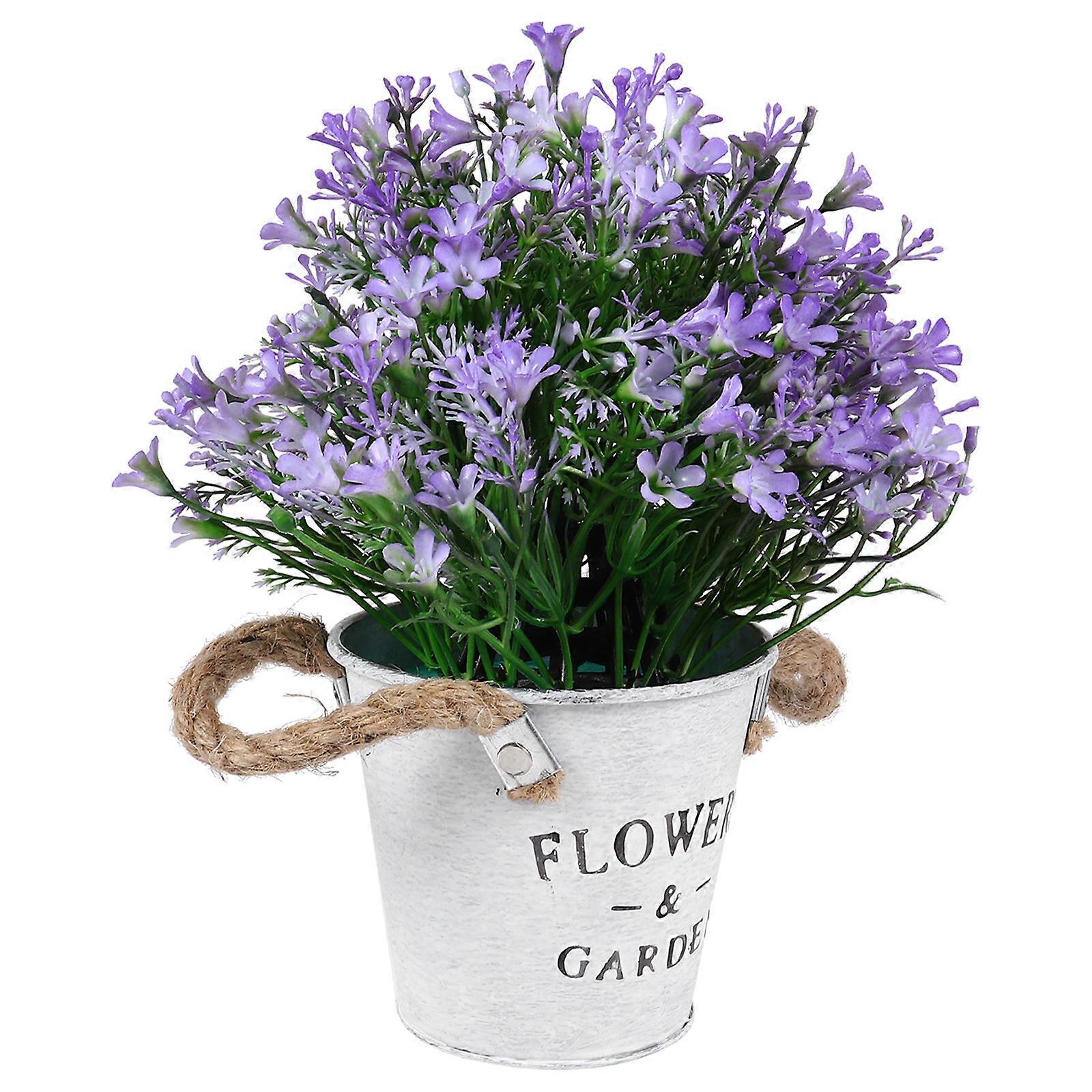 Potted Fake Flower Creative Simulation Flower Bonsai Vivid Flower Potted Decoration for Home Shop Violet 1Set