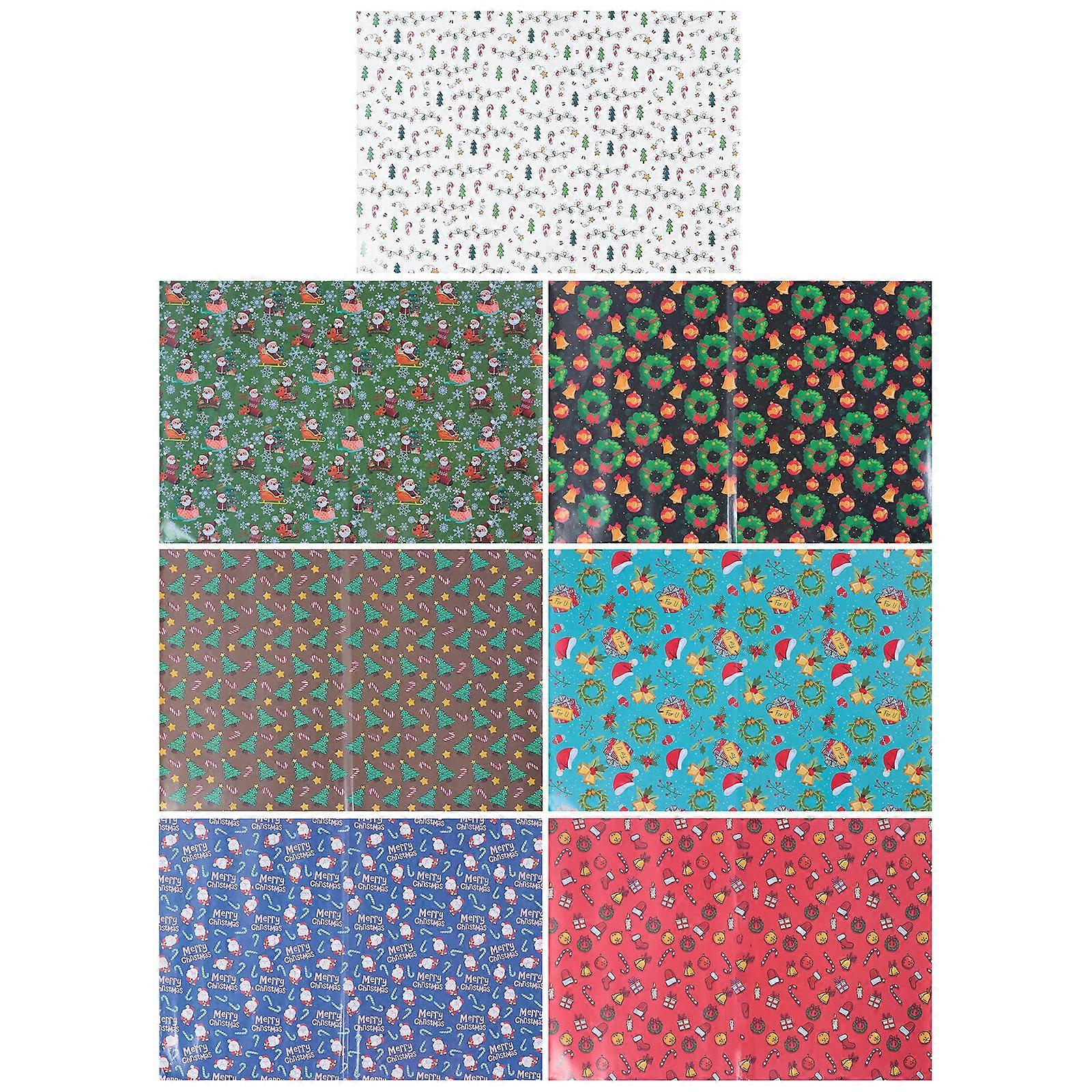 Christmas Wrapping Paper Sheets present Giving All Ages Brown 7Pcs