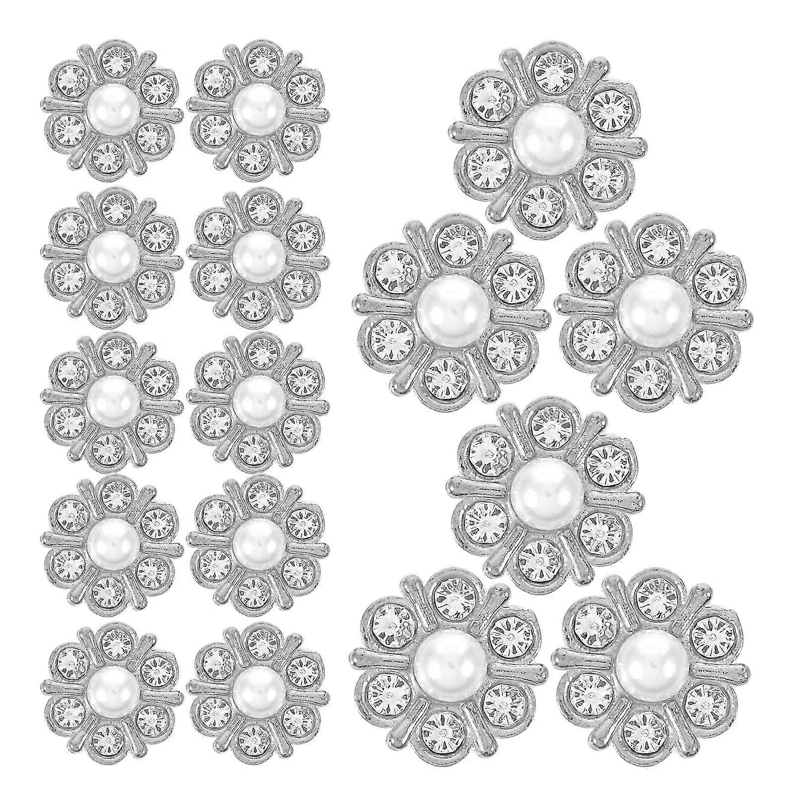 Zirconia Flower Button Zirconia Rhinestone Flower Buttons Metal Zirconia Buttons For Craft Beginners 100Pcs