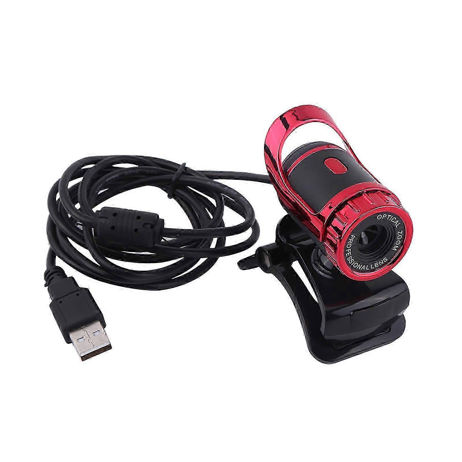 12M Pixels Clip on Webcam Web Camera HD 360 Rotating Stand Built in Microphone for PC Red