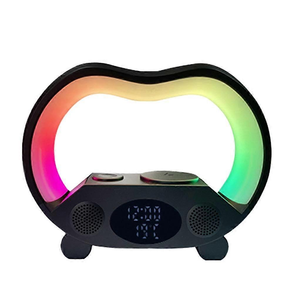 Multifunctional RGB Night Light with Bluetooth Speaker, Wake-Up Charging, Sunrise Alarm Clock, Black, F Q2d8, One Size