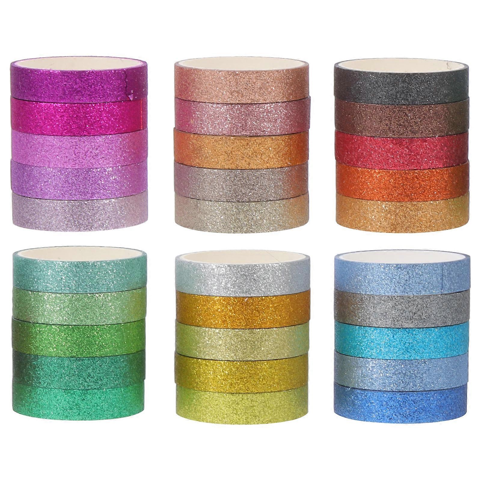 30 Rolls Glitter Washi Tape for Decorative Scrapbooking, DIY Crafts, Journals, Planners & Creative Projects – No Residue