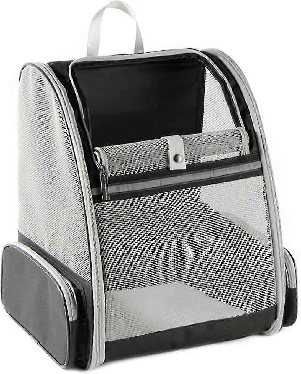 Dog and Cat Carrier Bag, Breathable Foldable Animal Mesh Backpack with Metal Structure, Dog Carrier Bag with Removable Plush Mattress Up to 7.5kg Blac
