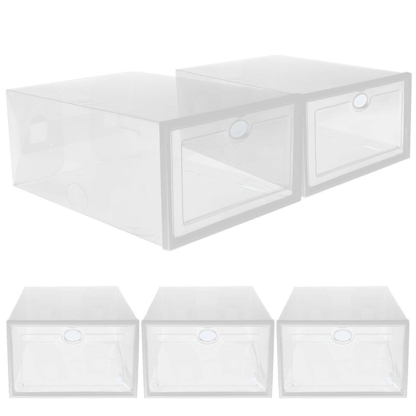 5pcs Shoes Boxes Drawer Type Stackable Plastic Shoes Storage Case Shoe Container