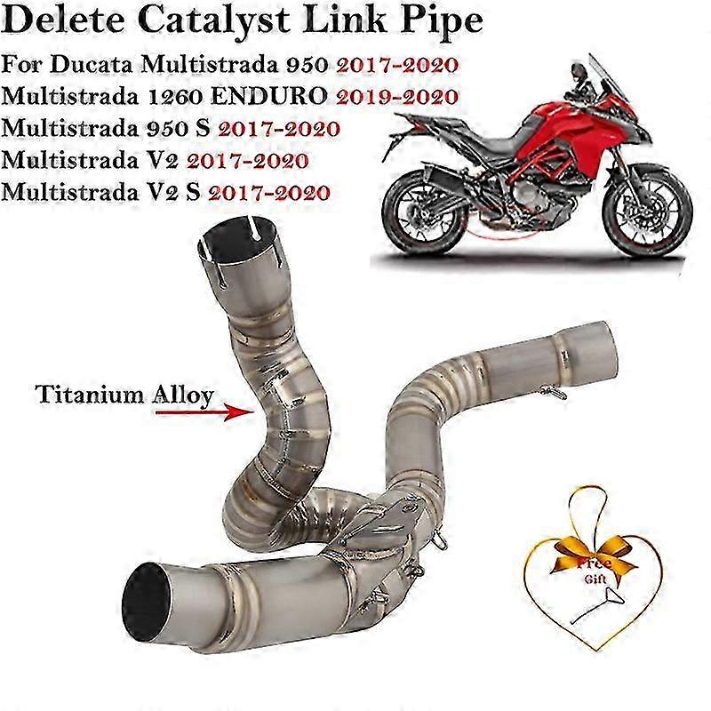 Titanium Alloy Mid Link Pipe for Motorcycle Exhaust System Compatible with Certain Ducati Multistrada Models 950 V2 S 1260 Enduro 2017 - 202