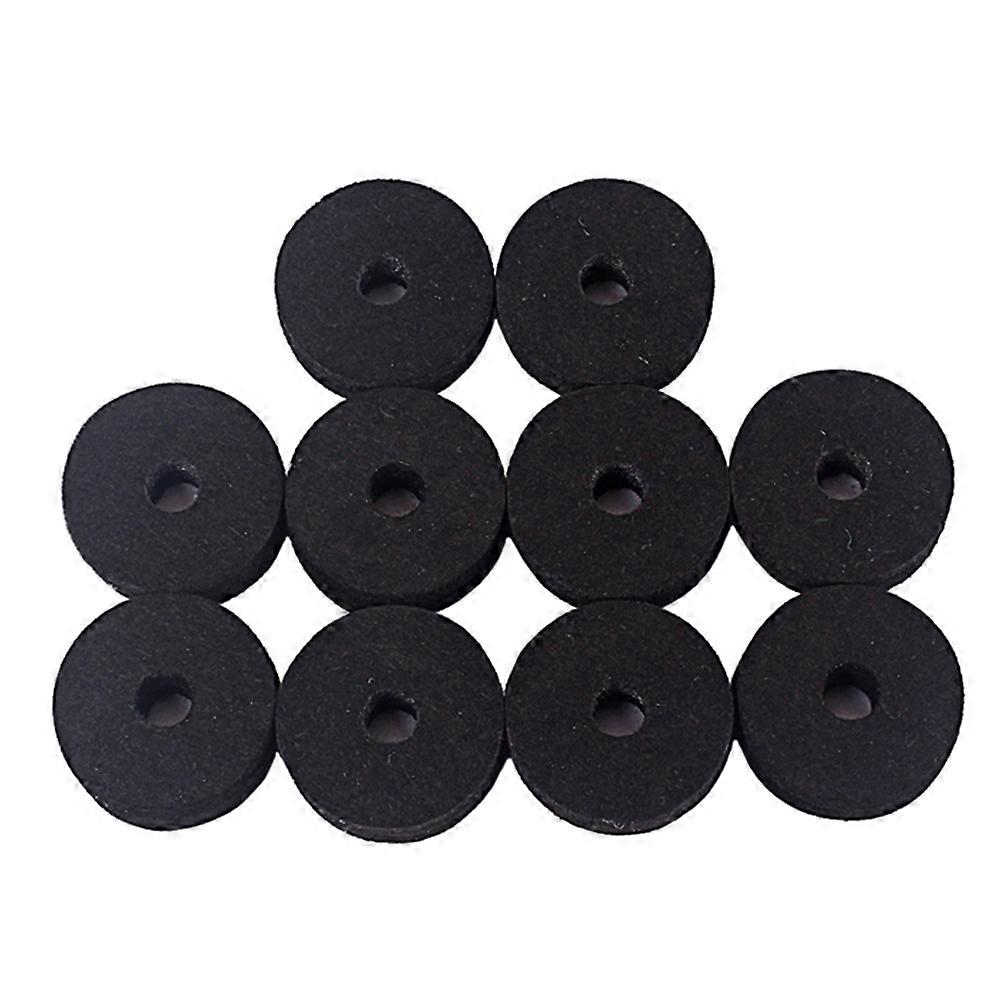 10pcs Cymbal Felt Washers Set, Durable Black Felt Pads for Drum Accessories, Compatible with Crash Cymbals and Guitar Strap Buttons, Essential for