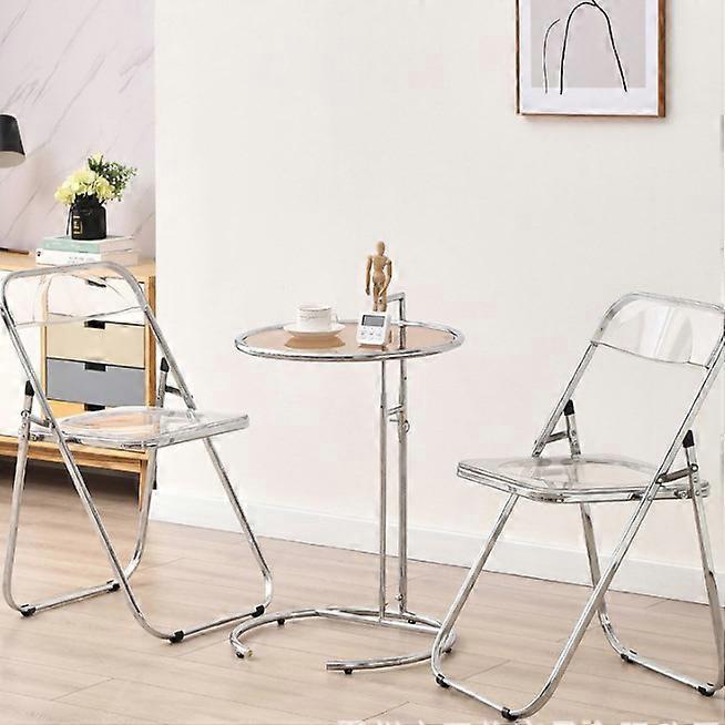 C Shaped Transparent Glass Lift Coffee Table Stainless Steel Simple Household Sofa Table Side Table End Table Dark Brown 