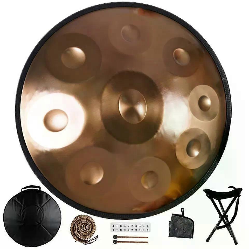 Security 440/432Hz 22in Handpan Drum in D Minor Kurd 9/10/12 Notes Steel Hand Drum for Professional Performance Gift backpack and stand