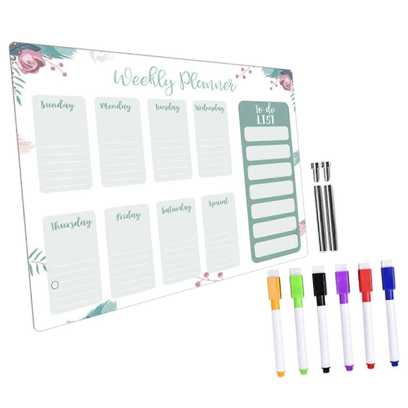 1Set Acrylic Message Board with Push Pins, Whiteboard Markers, Transparent Memo Board