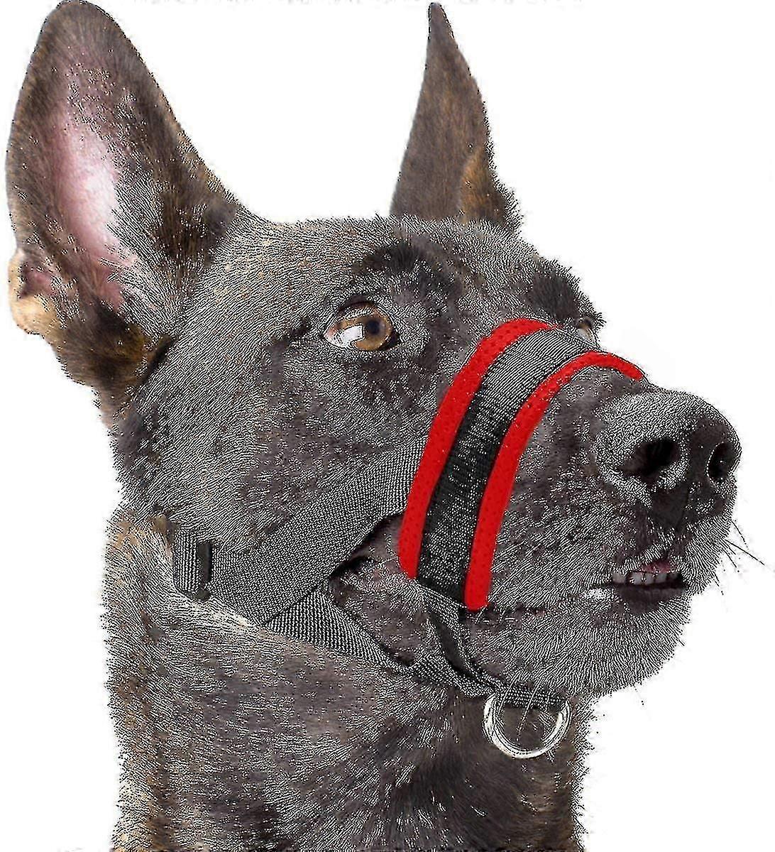 犬のマズルナイロン充填、調節可能なリング、ブラック(xxlレッド)