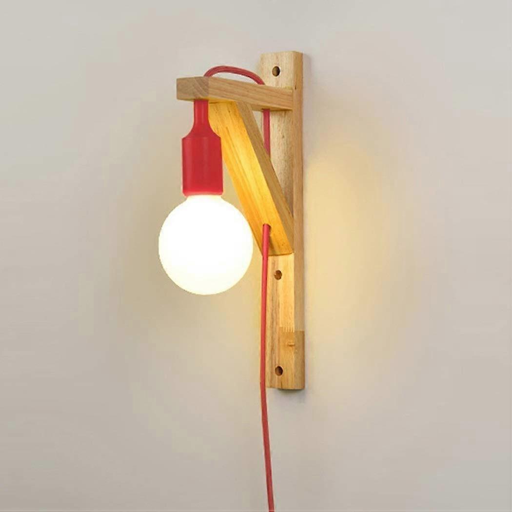 Simple wall lamp in yellow wood, light source, single wall light with creative wall light, learning path, bedroom, living room, lamps Ref: 8826