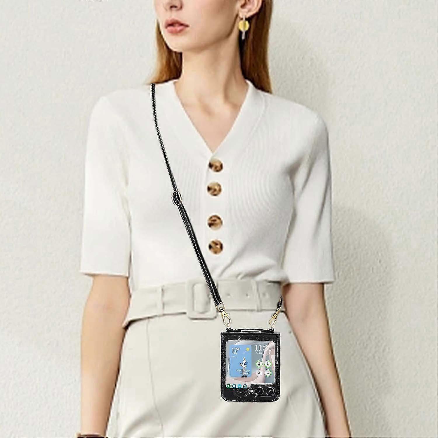 حقيبة Z Flip 5 Crossbody ، حزام قابل للتعديل ملحق أنيق ومتعدد الاستخدامات لحقيبة يد محفظة هاتف المرأة الحديثة والأنيقة