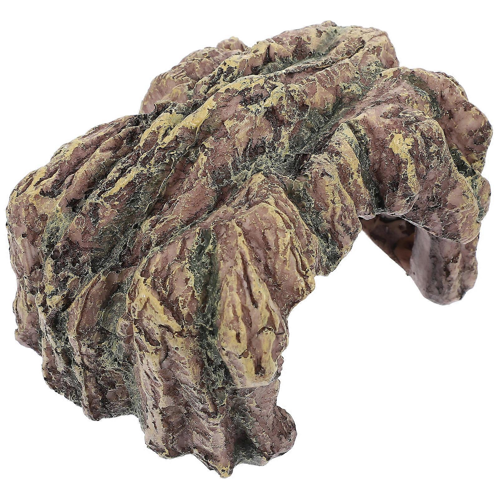 Aquarium Cave Resin Model Turtle Habitat Reptile Tank Decor Coffee Color 5.9X4.3X3.1In Playing 1Set